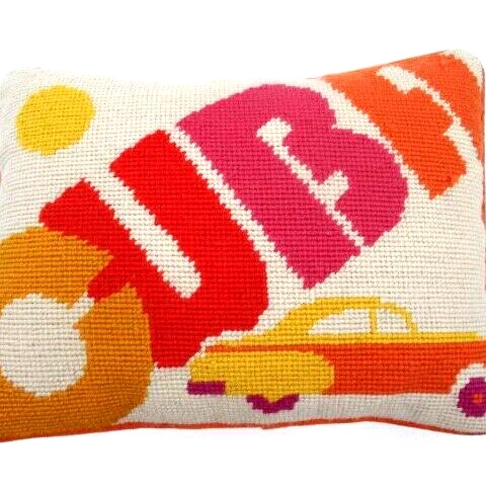 RARE! Jonathon Adler " CUBA " Needlepoint Pillow, 12" x 9" x 4"